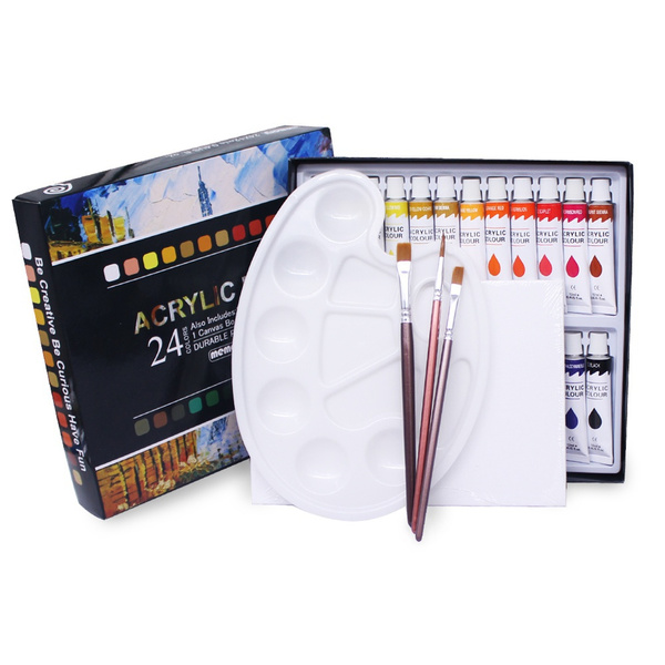 Acrylic paint set - 24 colors with brushes