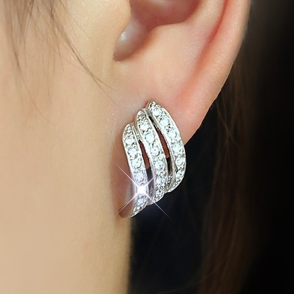 Exquisite Fashion Diamond Frosted Stainless Steel Health Care Weight Loss Earrings Weight Loss