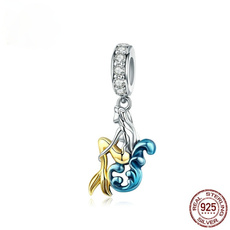 Sterling, crystal pendant, mermaid, Jewelry