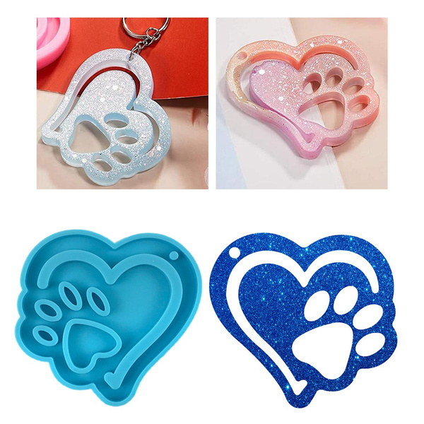 Love Heart Keychain Silicone Mold with Hole Keyring Pendant Valentine's Day Gift 