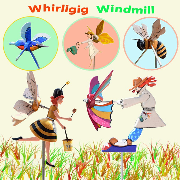 Whirligig Clown Windmill Wind Spinner Art Garden Decoration Wind Sculpture