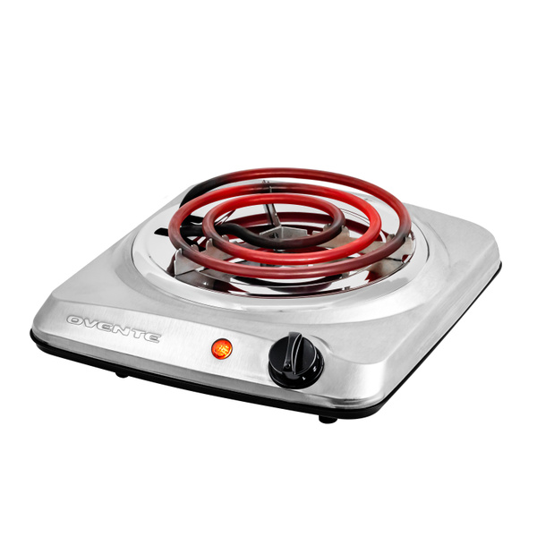 Ovente 1000W Single Hot Plate Electric Countertop Coil Stove 6 Inch with 5  Level Temperature Control & Stainless Steel Base, Easy Clean Portable  Cooktop Burner for Cooking & Camping BGC101