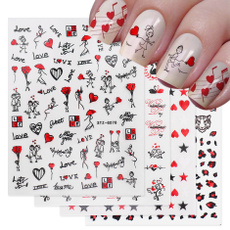 Heart, nail decals, Flowers, Love