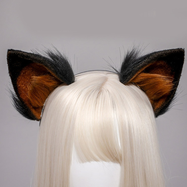 Faux Fur Animal Headband Realistic German Shepherd Dog Furry Plush Ears ...