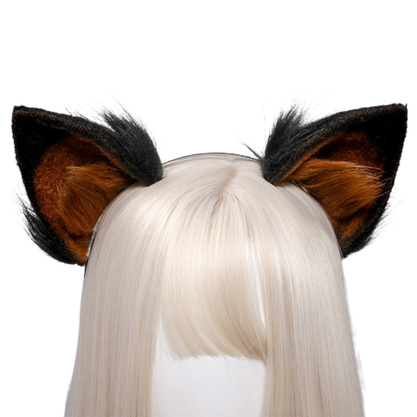 Faux Fur Animal Headband Realistic German Shepherd Dog Furry Plush Ears ...