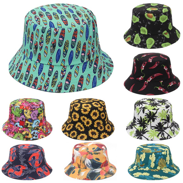 New Cotton Fishing Hat Women Men Hip Hop Cap Couple Maple Flower Printed  Panama Bucket Hat Sun Flat Top Fisherman Hats Caps