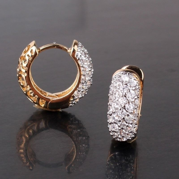 18K Gold Platinum Filled Glamorous CZ Twinkling Unique Earrings | Wish