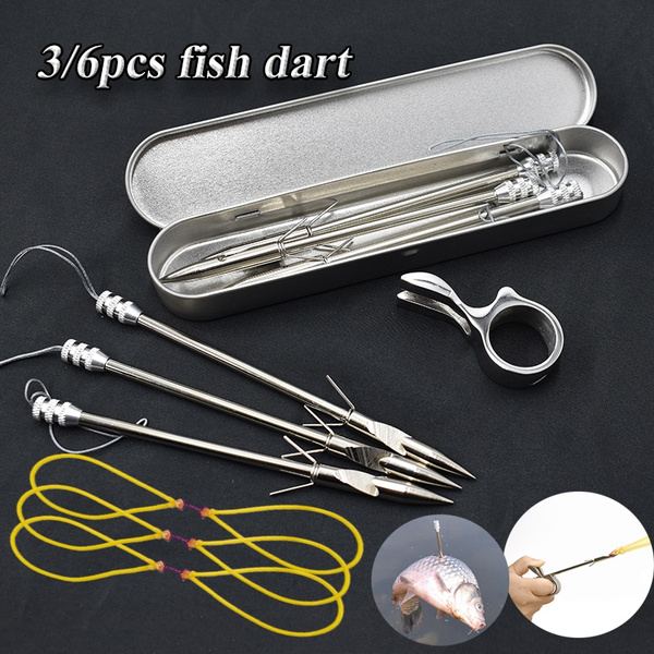 3/6pcs Fish Darts + Fish Dart Storage Box + Fishing Rubber Band Shooting  Fish Dart Launcher Fish Catching Tool