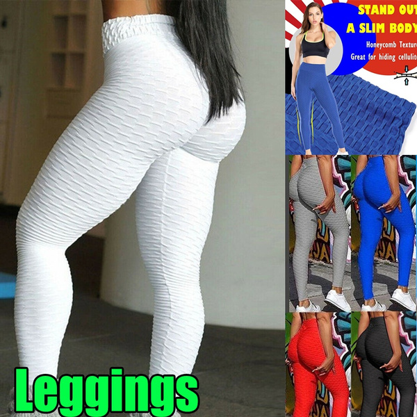 Women Anti Cellulite Leggings Booty Lifting High Waisted Yoga Pants Tummy  Control Workout Sport Thigh Slimmer Textured Leggings