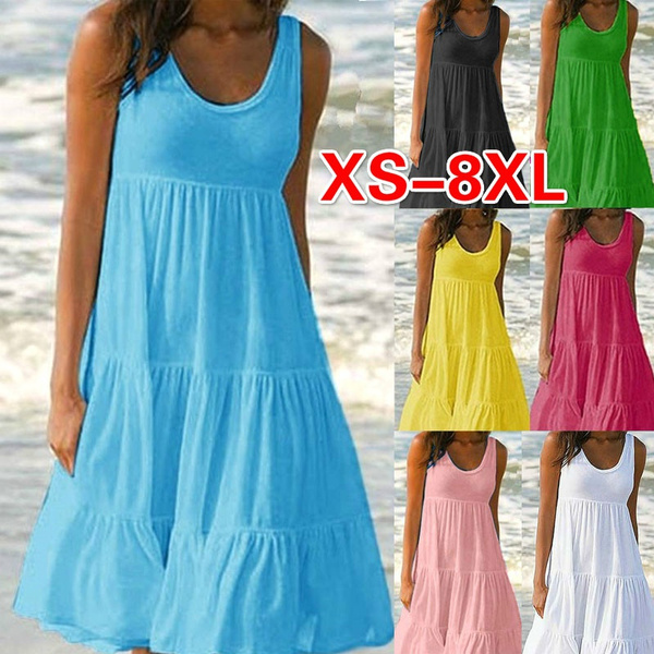Summer Dresses For Women Fashion Cotton And Linen V Neck With Pocket Dress  | eBay
