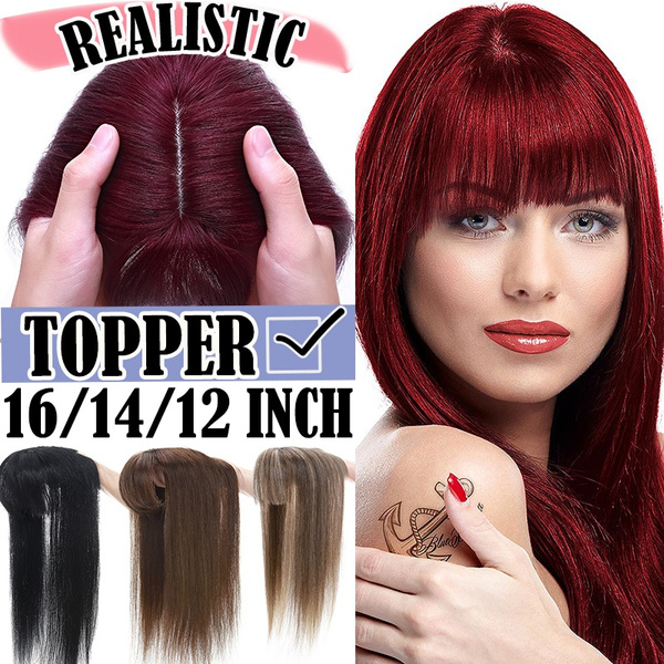 150 Density Human Hair Toppers Human Hair Extensions Clip in One Piece With Air Bangs Hair Toupee Real Hair Extensions