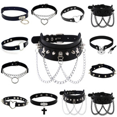 Goth, Chain, Choker, rivetshortnecklace