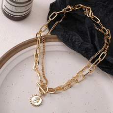 Chain Necklace, Joyería de pavo reales, gold, Choker