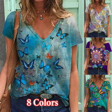 butterfly, Summer, summer t-shirts, Plus size top