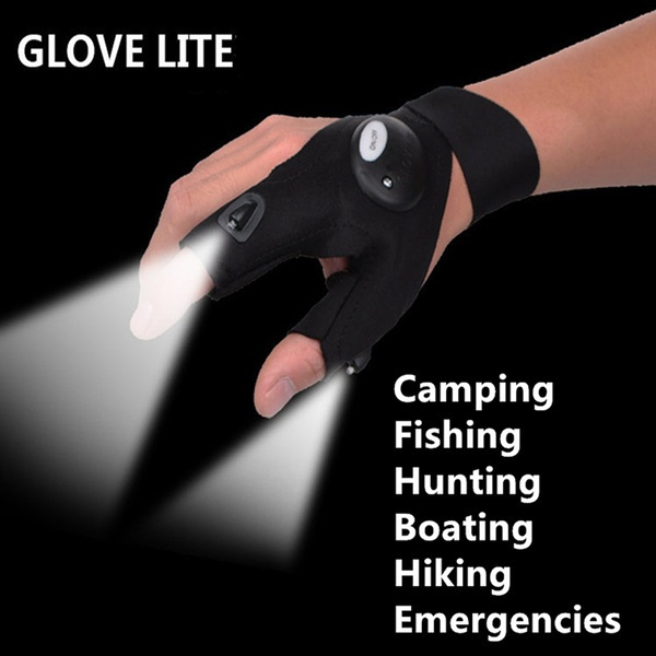 Finger Glove LED Light Flashlight Tools Outdoor Hiking Gear Rescue Night Fishing