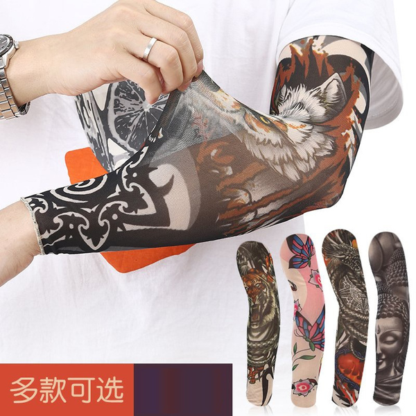 Tattoo cuff male sunscreen flower arm tattoo ice silk hand sleeve