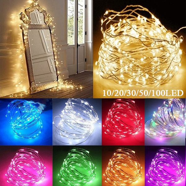 10/20/30LED String Battery Operated Copper Silver Wire Fairy Light Xmas Party AS 