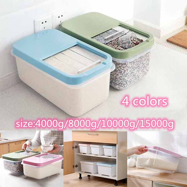 Kitchen Dining Airtight Rice Dispenser Cover Rice Bucket For