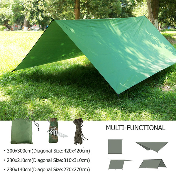 Ultralight Large Waterproof Backpacking Tarp Hammock Tent Rain Fly Green 