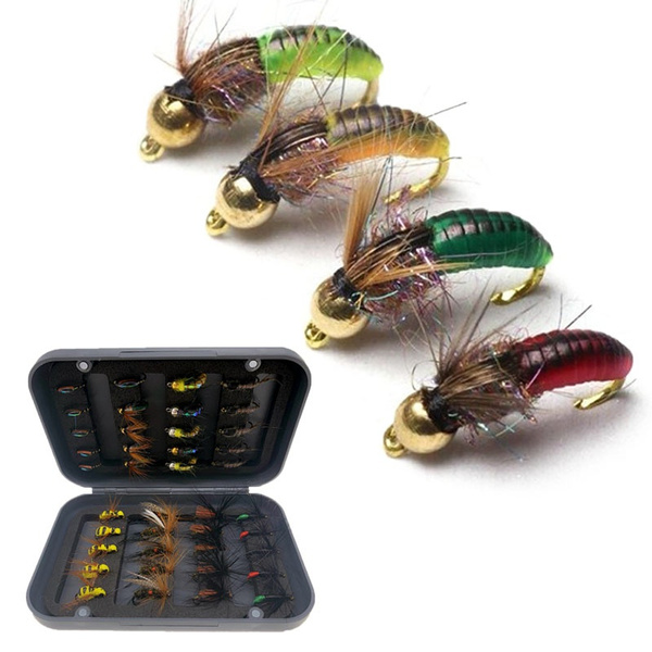 40Pcs/Box Trout Nymph Fly Fishing Lure Dry/Wet Flies Nymphs Fishing