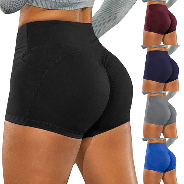 Women's New Style Shorts Pocket Hip-lifting Wrinkle Yoga Shorts Women's  Sexy Hot Pants