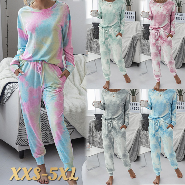 Details of Autumn Tie Dye Pajama Set Women Sleep Wear Sleepwear Set