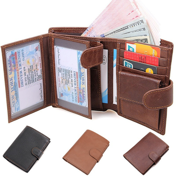 New Men Wallets Credit Card/ID Holder Vintage Brand Male Wallet High  Quality PU Leather Photo Holder Foldable Short Men Purse