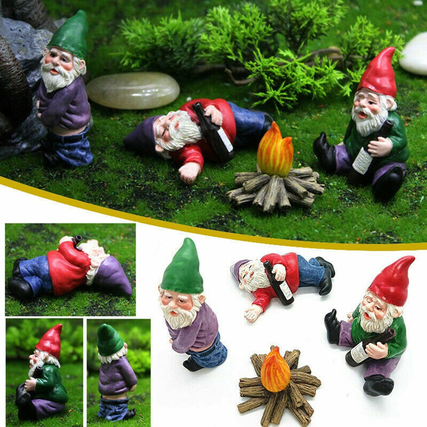 Mini Garden Gnome Figurines Resin, Miniature Garden Gnome Figurines