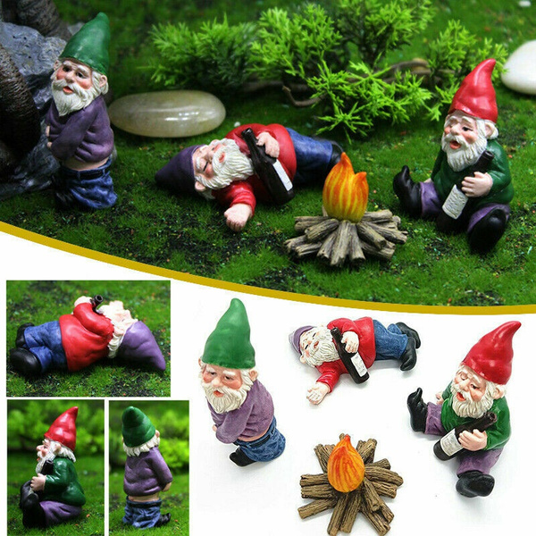 Mini Garden Gnome Figurines Resin Funny Miniature Gnomes Elf Figure Micro Dwarf Kit For Terrarium Wish Mini Garden Gnome Figurines Resin, Miniature Garden Gnome Figurines
