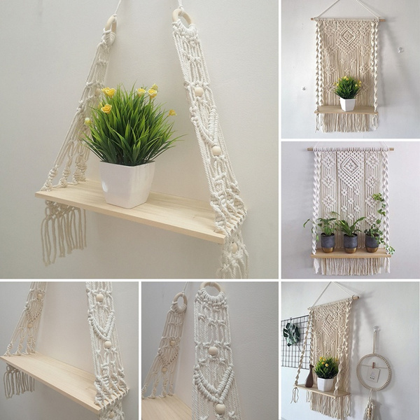 Macrame Knitted Rope Woven Tassel Wall Hanging Handmade Tapestry Shelf Decor Kit 