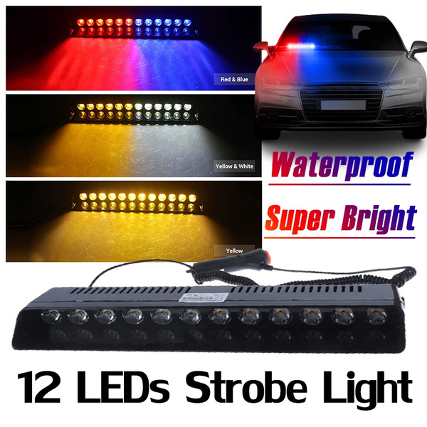 Car LED Light S12 12LED Suction Cup Strobe Police Lights DC12V Car Front and Rear Gear Warning ...