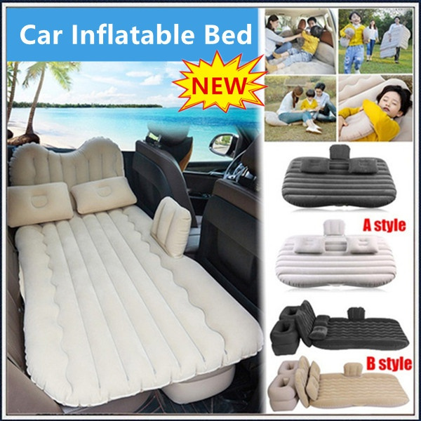 NEWEST 2 Styles Inflatable Car Air Mattress Bed With Back Seat Pump