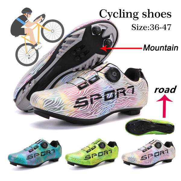 Men's MTB Cycling Shoes – Road Bike Sneakers, Non-Slip, Self-Locking – Multi-Colour, UK Sizes