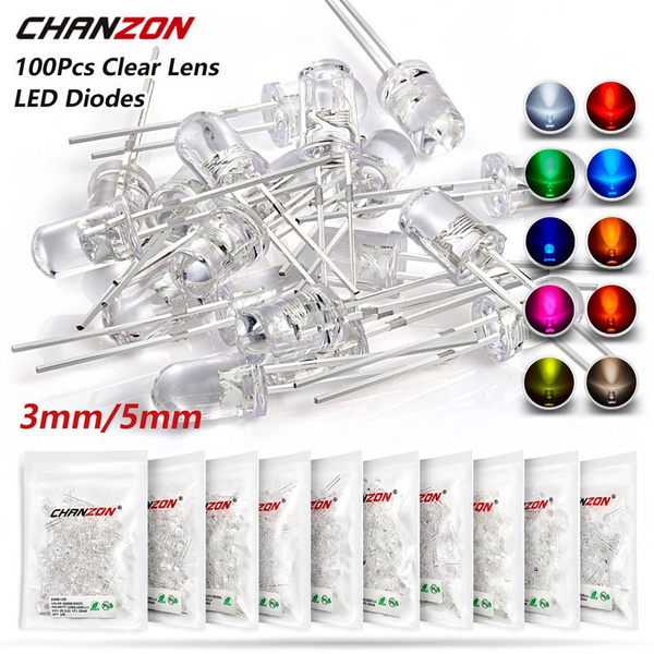 Led Generic Chanzon 100pcs 3mm/5mm LED Clear Light Emitting Diode Kit Warm white ...