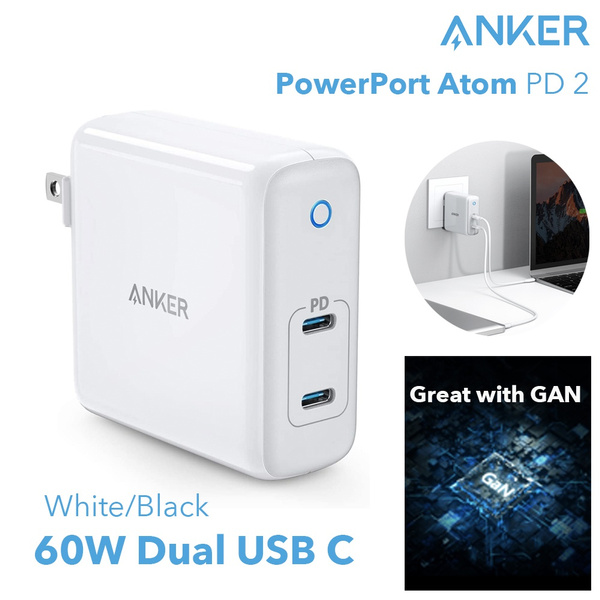 USB C Charger, Anker 60W 2-Port PowerPort Atom PD [GAN Tech