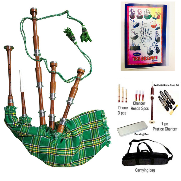 Great Highland Plain Bagpipe Silver Mount Natural Polished Rosewood