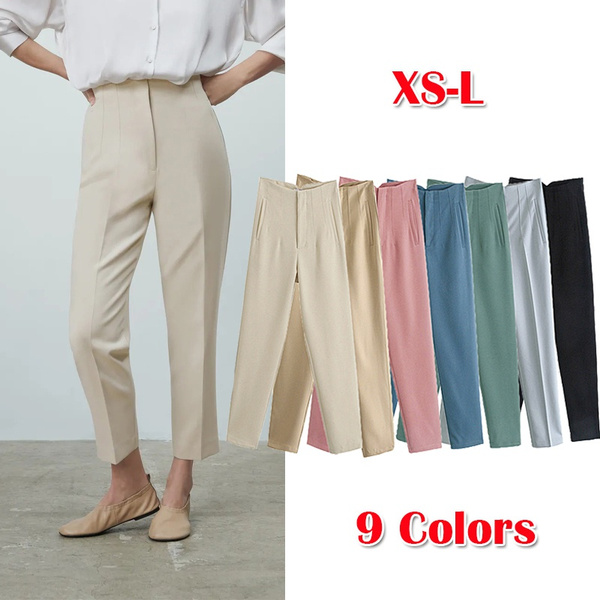 Casual Woman Pants Trouser High Waisted 