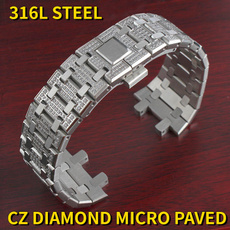 menwatchband, Steel, diamondband, DIAMOND