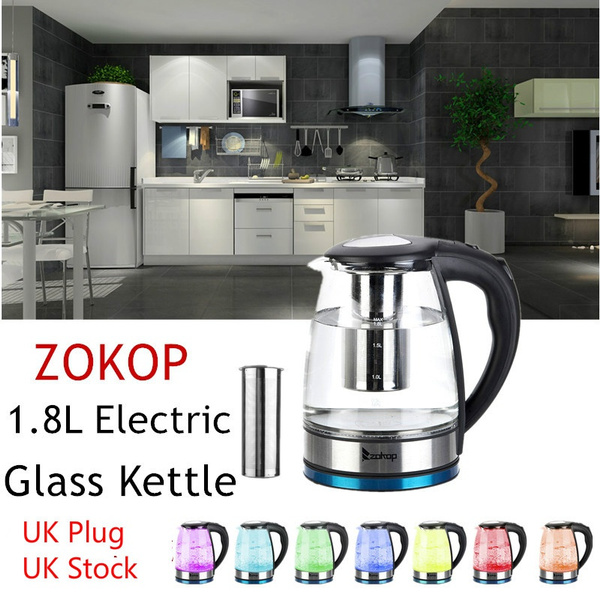 ZOKOP HD1861A 220V 2200W 1.8L Electric Glass Kettle UK Plug Water