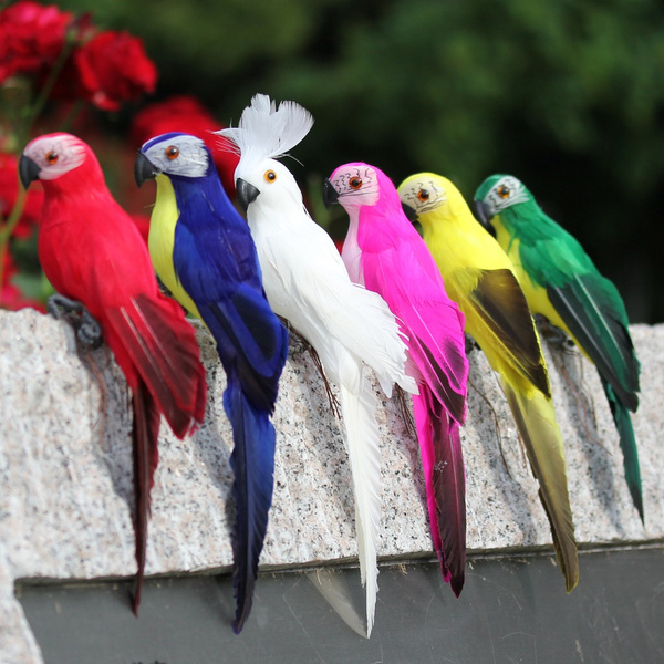Simulation Parrot Handmade Creative Feather Ornament Animal Bird Garden Decor 