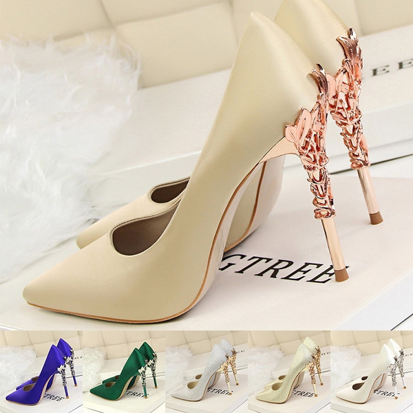 Buy Shoetopia Embellished Rhinestones Strap Rose-Gold Heels for Women &  Girls /UK3 at Amazon.in