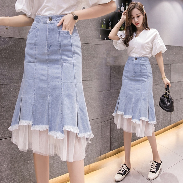 Knee length outlet denim skirt 5xl