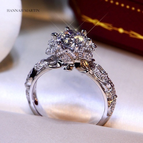 Exquisite 0.8ct White Sapphire Diamond Ring Women 925 Sterling Silver  Bridal Engagement Wedding Jewelry Ring size 5-11
