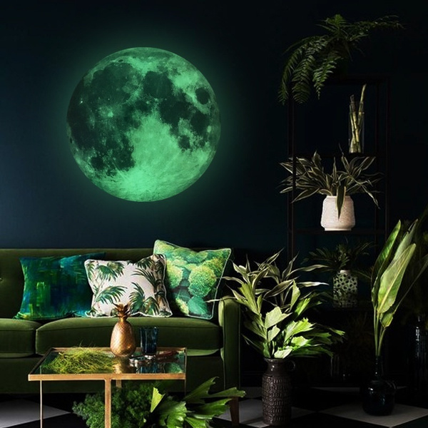 30cm Luminous Moon 3D Wall Sticker for Kids Room Living Bedroom Decoration Home