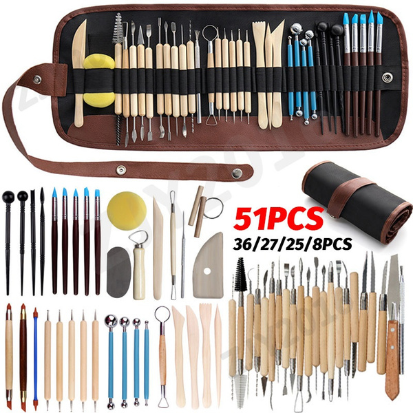 2021 UPGRADE 51/36/27/25/8pcs DIY Clay Pottery Tool Set Drill Pen ...