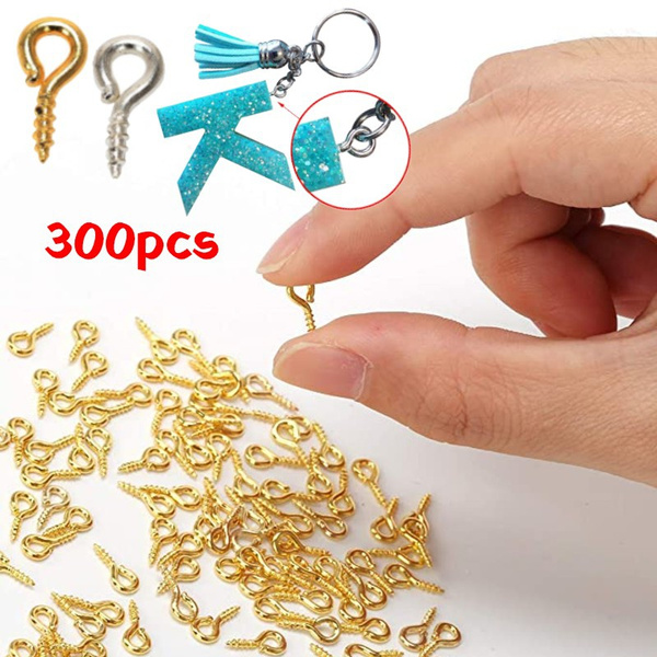 300 Pcs Small Screw Eye Pins Eye Pins Hooks Mini Screw Eye Pin Peg Self  Tapping Screws Hooks Ring for Cork Bottles Charm Bead DIY Jewelry Making