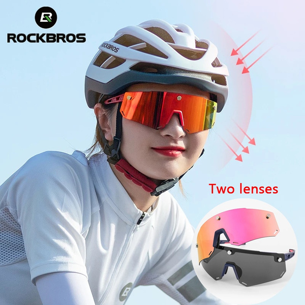 ROCKBROS 2 In 1 Polarized Cycling Glasses for Men and Women Outdoor UV400  Magnetic Split HD Large Frameless Lens Cycling Eyewear