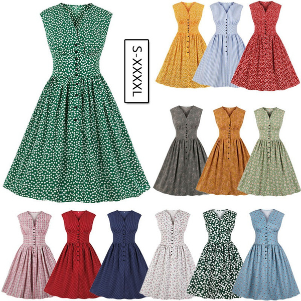 Women Polka Dot Retro Vintage Style Cocktail Party  