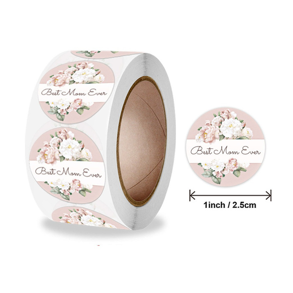 100pcs Round Mother's Day Gift Stickers with Hearts 1inch Thank you ...