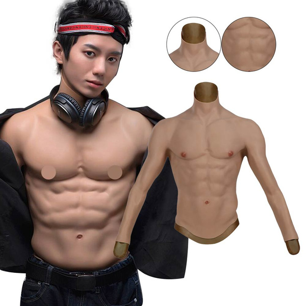 Flexible Silicone Muscle Fake Chest Male Muscle Fullsuit Artificial Silicone Chest Male Summer Wear Men Shaper Cosplay Costumes